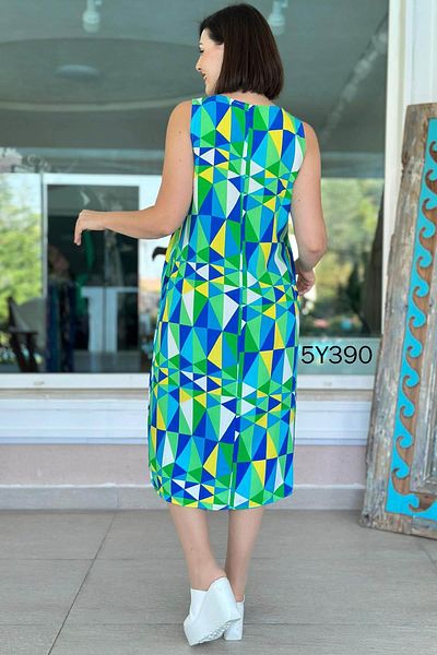 İnce Topuk Zero Sleeve Patterned Viscose Dress 5Y390