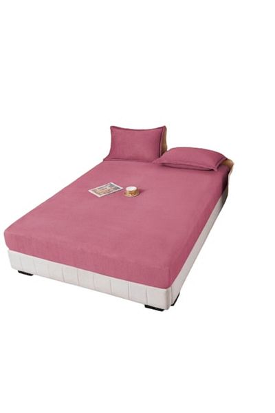 OEM Husa si 2 fete perna, Cocolino, 3 Piese, 160x200cm, Roz Inchis