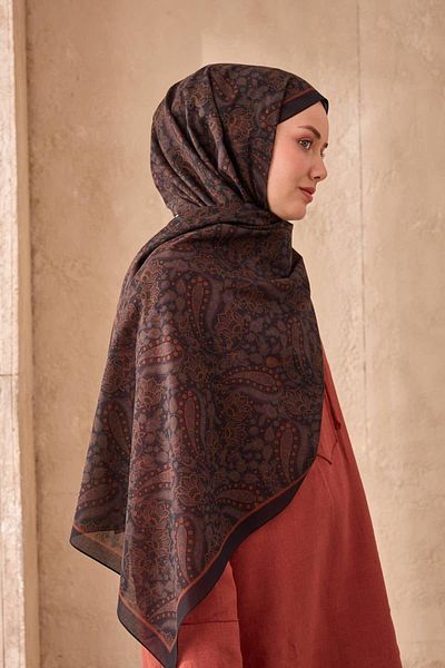 Mahal Silkhome Stripe Edge Shawl Patterned Nariya Shawl