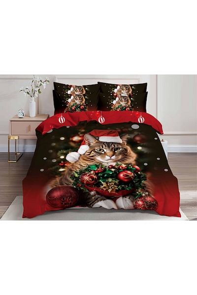 OEM Double Bed Sheet Set, Christmas 3D Model, 6 Pieces, Cotton Finet