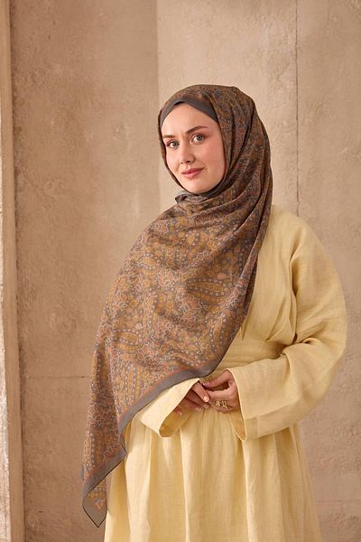 Mahal Silkhome Stripe Edge Shawl Patterned Nariya Shawl