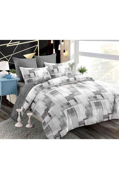 OEM Double Bedding Set, Spring, Finet, Fitted Sheet, Abstract Pattern, 6 Pieces, 2 Persons, 180x200cm, G