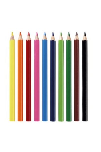 Herlitz Jumbo Colored Pencils, Set of 10, Color Assorted, Material Wood