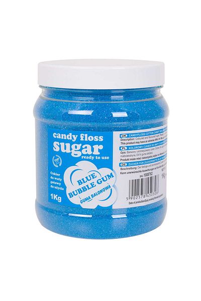 GSG24 Zahăr colorat din vată de zahăr, albastru, aromă de gumă de mestecat, 1 kg