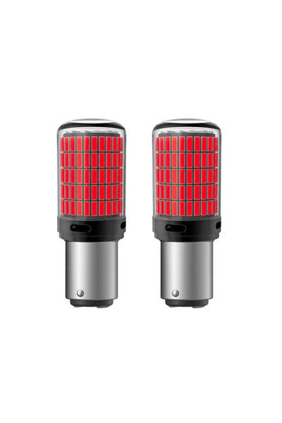 BGRJ Automotive Set de 2 becuri LED BAY15D cu 2 faze, lumină roșie, BG144