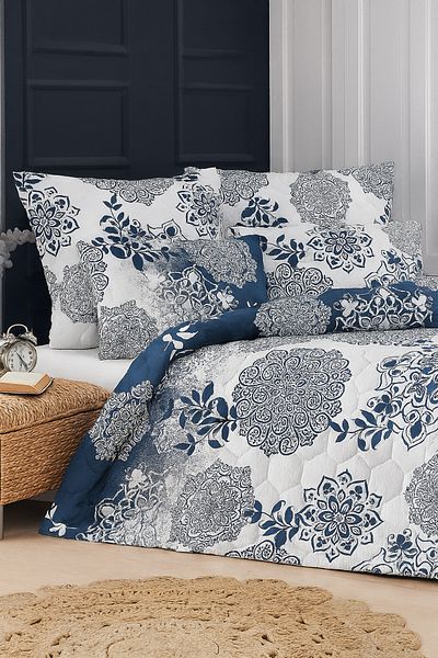 Mislina Home Sardinia Dublu Matlasat Umplut Piqué 4 Sezoane Fagure Dsn | Cadou husă de pernă |   200x230 cm