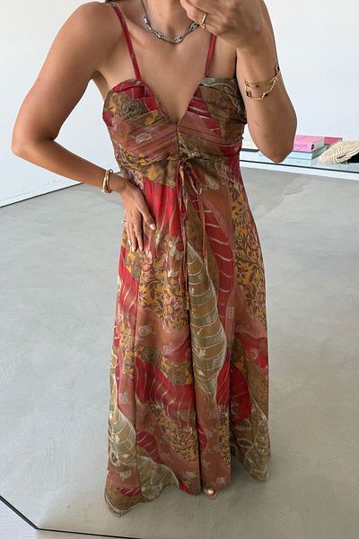 Özge Özgenç Patterned Gipeli Long Dress