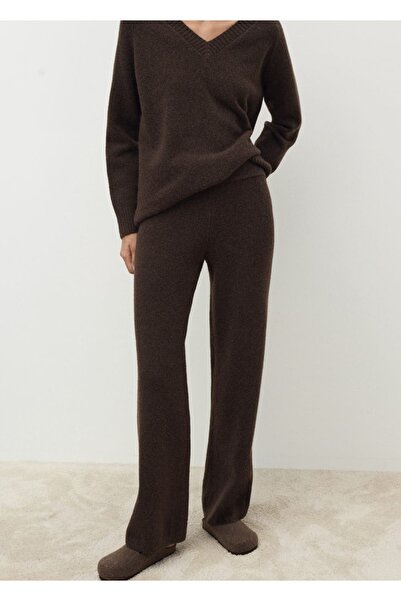 MANGO Woman Düz kesim triko pantolon
