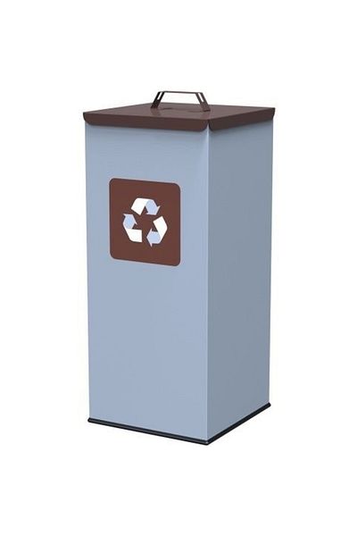GSG24 Metalowy kosz do segregacji śmieci 30x30x70cm 60L BIO - pokrywa brązowa