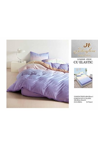 OEM Double bed linen, double-sided, degraded, 4 pieces, 2 persons, 180x200cm, lilac satin cotton