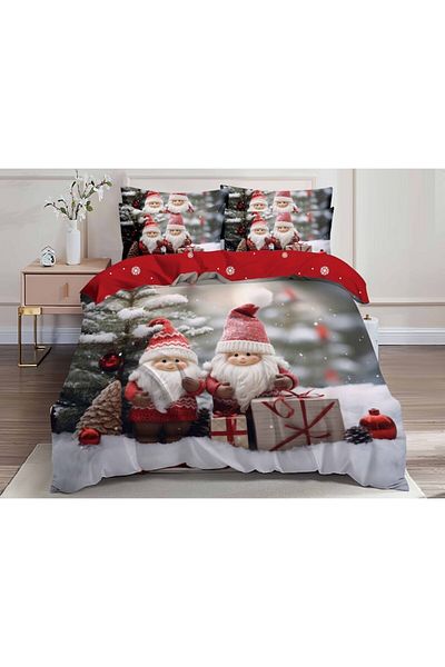 OEM Double Bed Linen Set, Christmas 3D Model, 6 Pieces, Cotton Finet