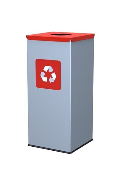 GSG24 Metalowy kosz do segregacji śmieci 30x30x70cm 60L METAL - pokrywa czerwona