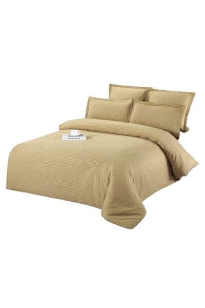 OEM Lenjerie de pat dublu, Damasc, 6 piese, 2 persoane, 200x230cm, Cafea cu Lapte