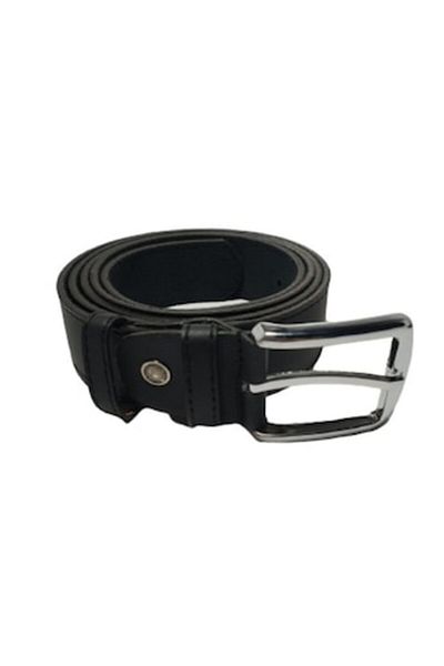 OEM Men's Genuine Leather Belt, Black with Straight Buckle, XXL Model, Width 3.5 cm
