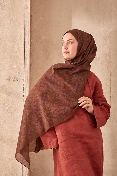 Mahal Silkhome Stripe Edge Shawl Patterned Nariya Shawl