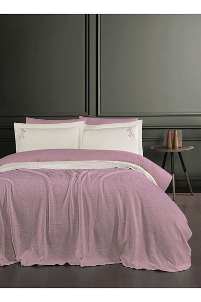 Karna Home Double Dream Quilted Duvet Cover Set Talıa Puce 200X220