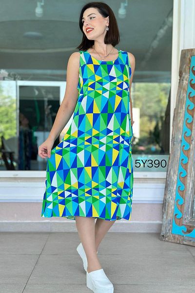 İnce Topuk Zero Sleeve Patterned Viscose Dress 5Y390