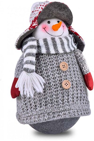 RANSENERS decorative figurine, snowman model, textile, white/gray/red, 16 x 28 cm