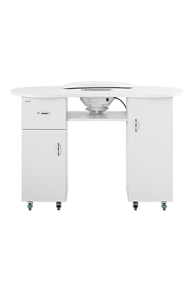 Physa Biurko stolik do manicure kosmetyczny z pochłaniaczem pyłu i szafkami na kółkach 120x50x80 cm biały