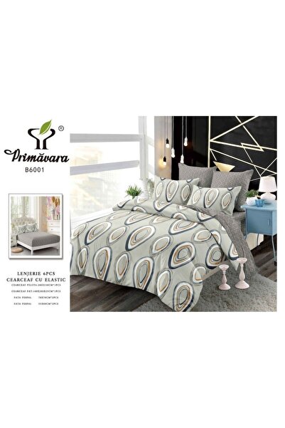 OEM Double bed linen set, Finet, fitted sheet, abstract grey, 6 pieces, for , 180