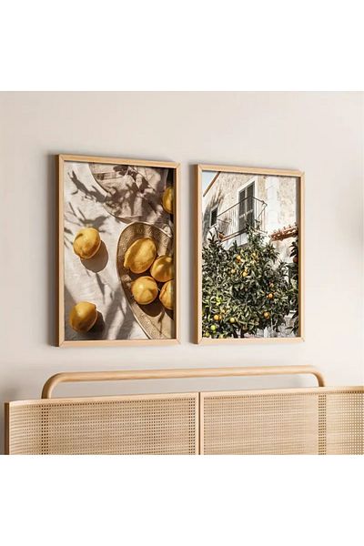 NT Handmade Σετ ζωγραφικής από ξύλο λεμονιού 2 τεμαχίων με φυσικό ξύλινο πλαίσιο UV – Μοντέρνα και κομψή διακόσμηση τοίχου