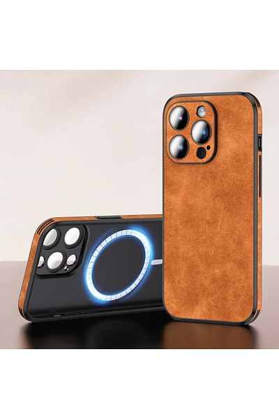 OEM -Leather Protective Case with MagSafe for iPhone 12 Pro Max, Brown