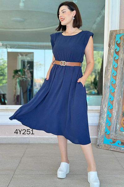 İnce Topuk Crew Neck Padded Aerobin Dress 4Y251