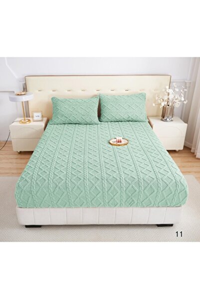 OEM Cocolino bed cover and 2 pillowcases, Tricot type, Plain, 3 pieces, 2 persons, 180x200cm egg green