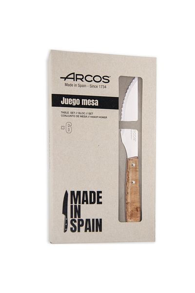 ARCOSS Nóż do steków z jasno drewnianym uchwytem FOREST dł. 110/220 mm - zestaw 6 szt.