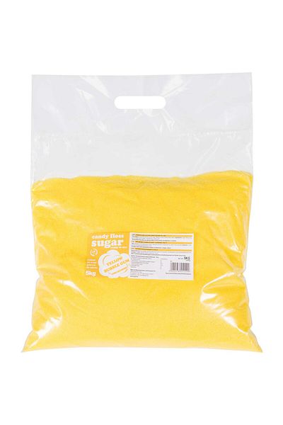 GSG24 Zahăr colorat din vată de zahăr, galben, aromă de gumă de mestecat, 5 kg