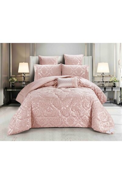 JOJO HOME Double Bed Linen, Jojo Home, Luxury Jacquard, 7 Pieces, 180x200cm, Pink