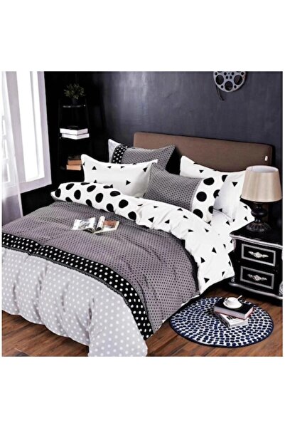 OEM Double Bedding Set, 6 Pieces, 245x250 cm, Multicolor, Polka Dot and Trian...