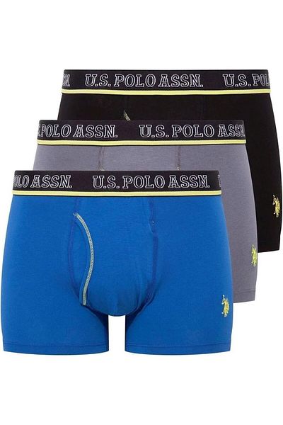 U.S. Polo Assn. U.S. Polo Assn. Men's 3-Piece Boxer Set - Anthracite Saks Black Color, Cotton Comfortable Underwear