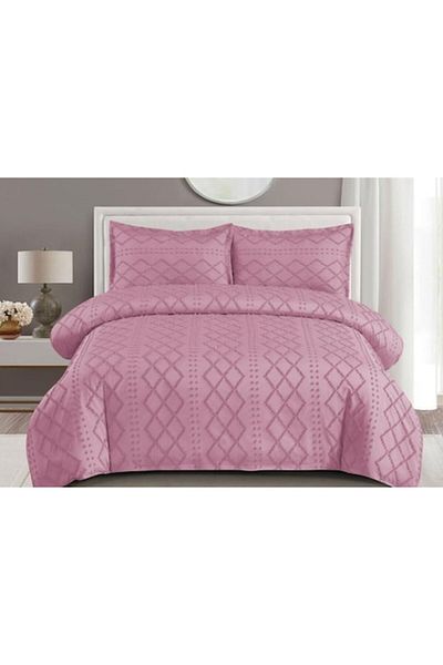 OEM Lenjerie de pat, Grofat M3, Uni, 4 piese, 2 persoane, 230x250cm, culoare prună