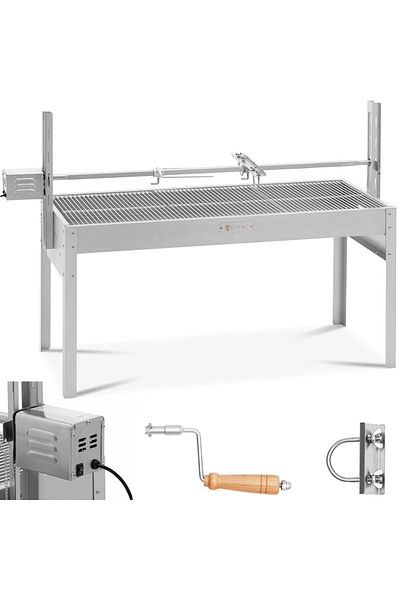 Royal Catering Grătar pe cărbune cu rotisor electric pentru friptura unui purceluș 13 W 40 kg 127 cm