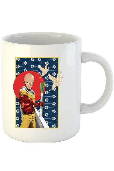OEM Cana One-Punch Man Japanese Pattern Flag Bird, alba, 330 ml