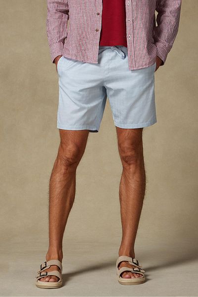 Abbate Sky Jacquard Cotton Comfort Fit Light Blue Men's Patterned Shorts