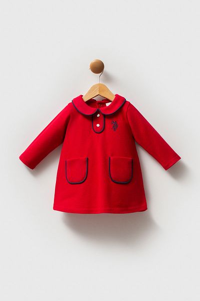 U.S. Polo Assn. Licensed Baby Girl Long Sleeve Pique Dress
