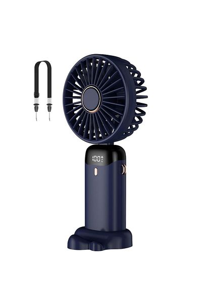 PRESOMA Ventilator portabil reglabil, 5 viteze, ultraportabil, 5000mA, autonomie baterie 11h, ecran LCD, USB, albastru