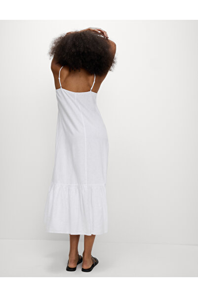 Marks & Spencer Keten V Yaka Midaksi Elbise