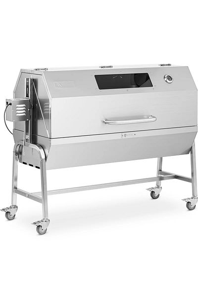 Royal Catering Grill węglowy z rożnem obrotowym elektrycznym do pieczenia prosiaka 18 W 40 kg 138 cm