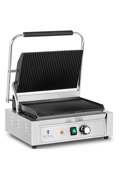 Royal Catering Grătar electric de contact, cu caneluri, 33 x 22 cm, 2200 W