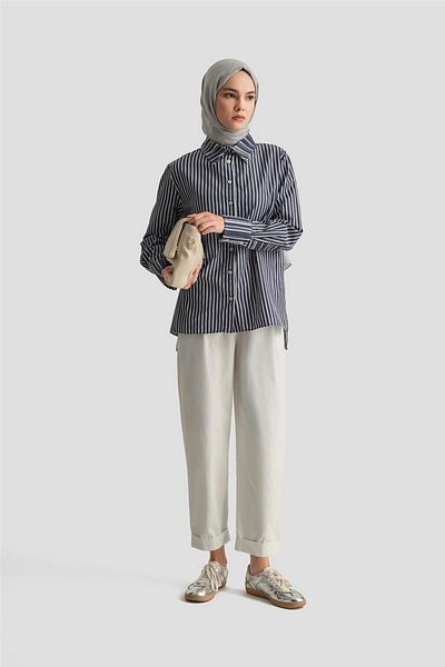 Armine Elastic Waist Cotton Trousers 25Y2808 White