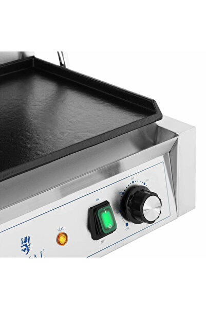 Royal Catering Grill kontaktowy elektryczny gładki podwójny 48 x 23 cm 3600 W