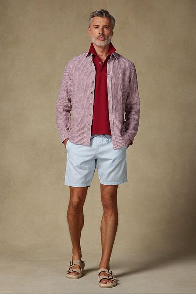 Abbate Sky Jacquard Cotton Comfort Fit Light Blue Men's Patterned Shorts