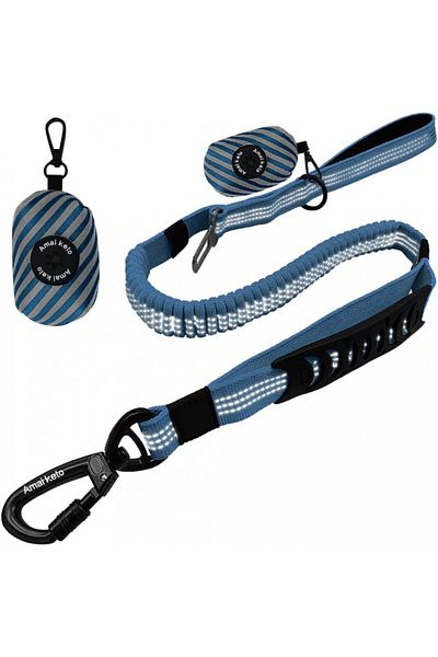 Amai Keto lesă pentru câini, nailon, albastră 106-187 cm
