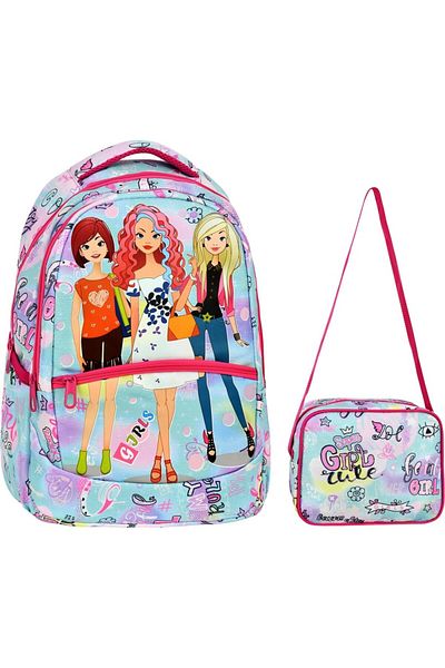 Çanta Limanı Rucsac pentru școală primară pentru fete Super Gilrs + cutie de prânz (2321)