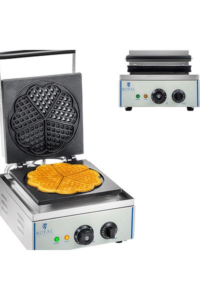 Royal Catering Aparat de gofre rotunde, acoperit cu teflon, rozetă în formă de inimă, diametru 21 cm