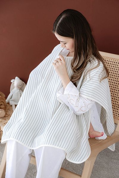 TBA COLLECTION Muslin Breastfeeding and Stroller Cover |   Line Series - Blue