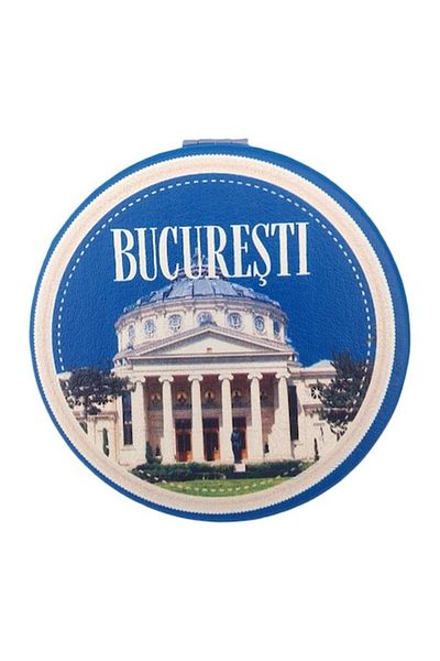 OEM Oglindă de buzunar metalică, București, 7x7cm, Multicoloră, M2
